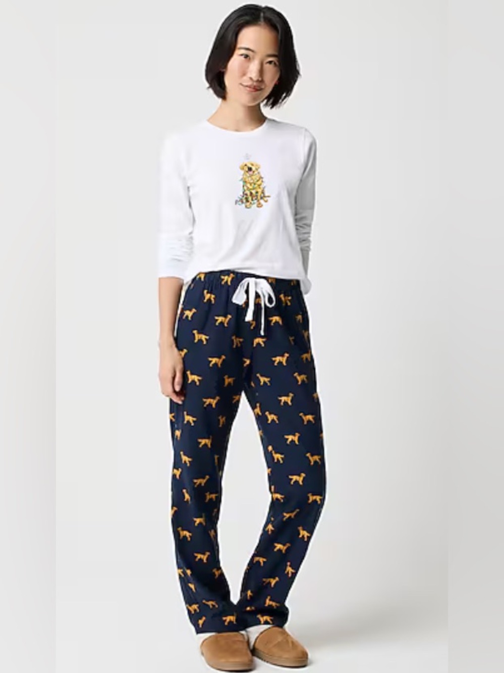 J.Crew Factory Flannel Pajama Pant Navy w/Golden Retriever Dog Print Size XXL